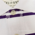 T-shirt polo con risvolto a maniche corte a righe in cotone poliestere
